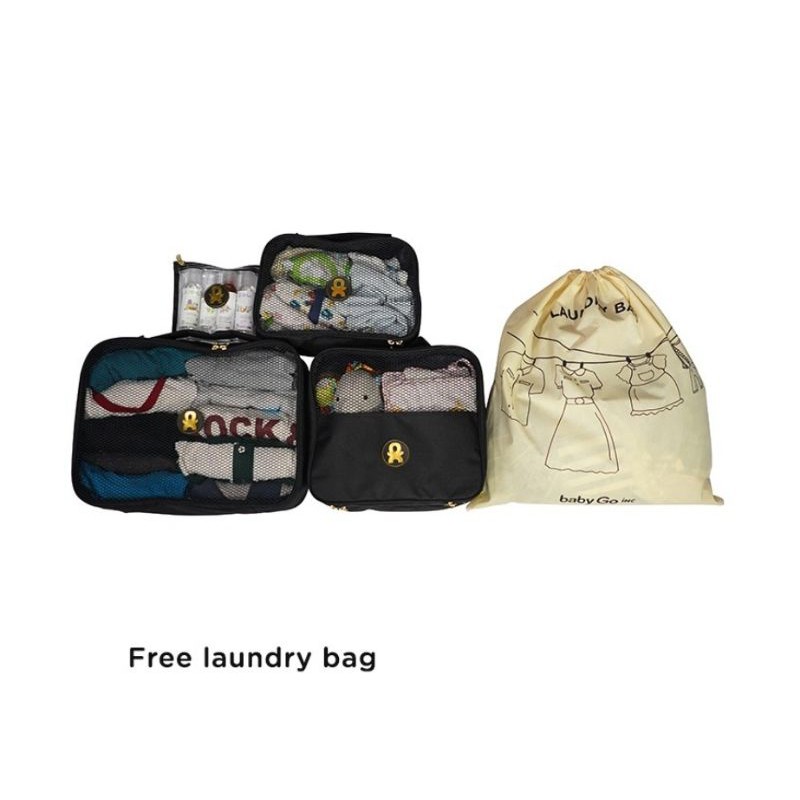 BabyGO Inc Travel Cubes Organizer (Free Laundry Bag) - Babygoinc tas koper baby go inc