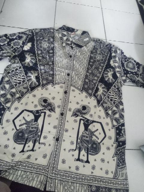 Kemeja Batik 113wy# Motif Wayang Edisi Imlek Bahan Katun Stretch