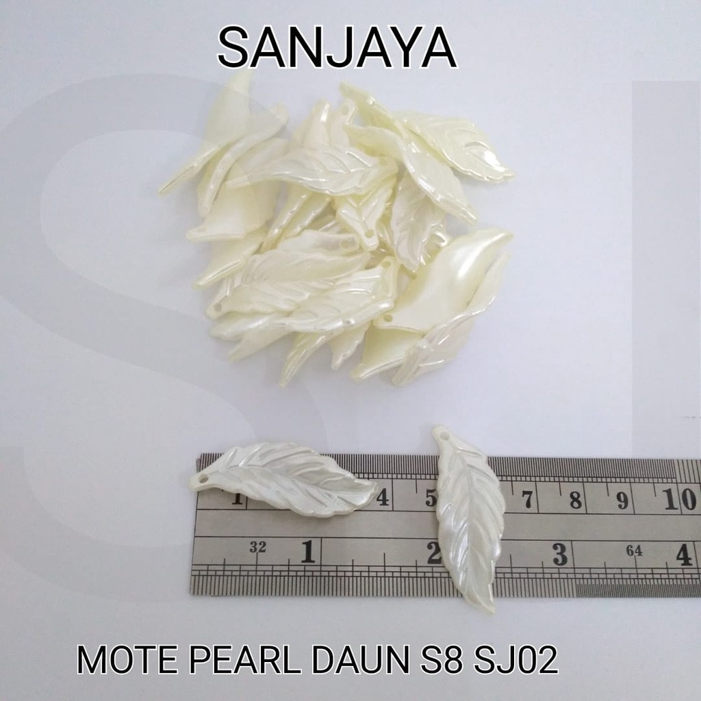 MOTE PEARL / MANIK DAUN AKRILIK / MANIK PEARL DAUN / MOTE PEARL DAUN S8 SJ02