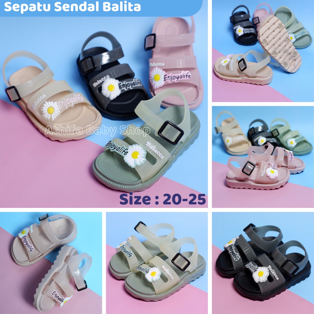 Sepatu Sandal Anak Perempuan Bayi Balita Usia 6 7 8 9 10 11 Bulan 1 2 3 Tahun Size 19 20 21 22 23 24 Sendal Gunung Karet Cewek Spatu Sandal Prewalker Karet Phylon Ringan -Balacca 044b-