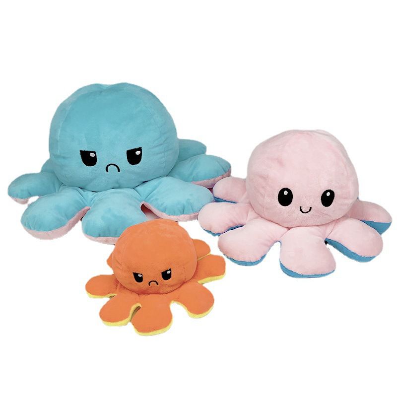 20cm Double-Sided Flip Reversible Octopus Plush Toy Marine Life Stuffed Animals Doll