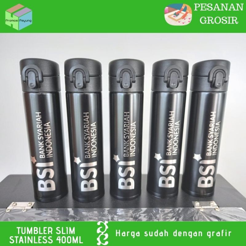 CUSTOM GROSIR TUMBLER termos Slim STEINLESS 400ML custom grafir satuan design suka suka