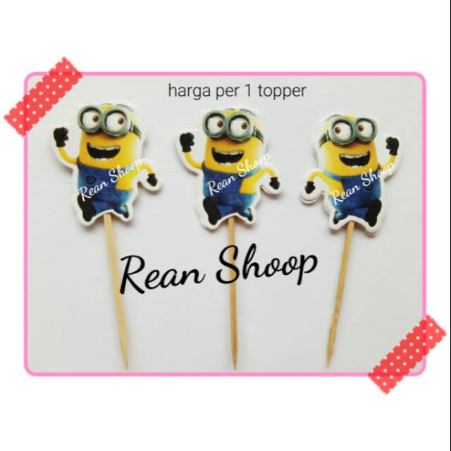 topper toper hiasan tusukan kue cup cake cupcake ulang tahun happy birthday karakter minion minions