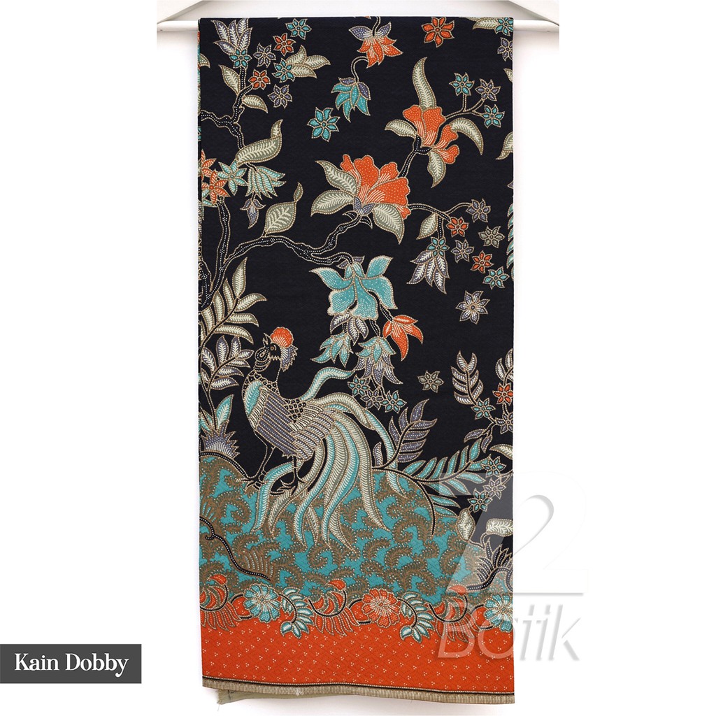 BAHAN BATIK PREMIUM Dobby Dobi Dobbi Dolbi Motif Burung Hitam Orange Biru Tosca 726716 Cap 72 Jarik Jarit Samping Kebat Panjang Batik Dobby Modern Premium Bahan Seragam Batik Pernikahan Kantor Keluarga Murah Kamen Jadi Batik Bali Lembaran