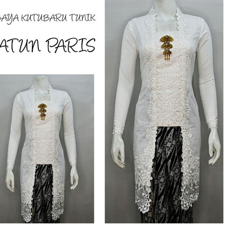 ➵ Indah KEBAYA PUTIH KUTUBARU TUNIK MODERN LENGAN PANJANG BORDIR SENADA KATUN PARIS KEBAYA WISUDA KE