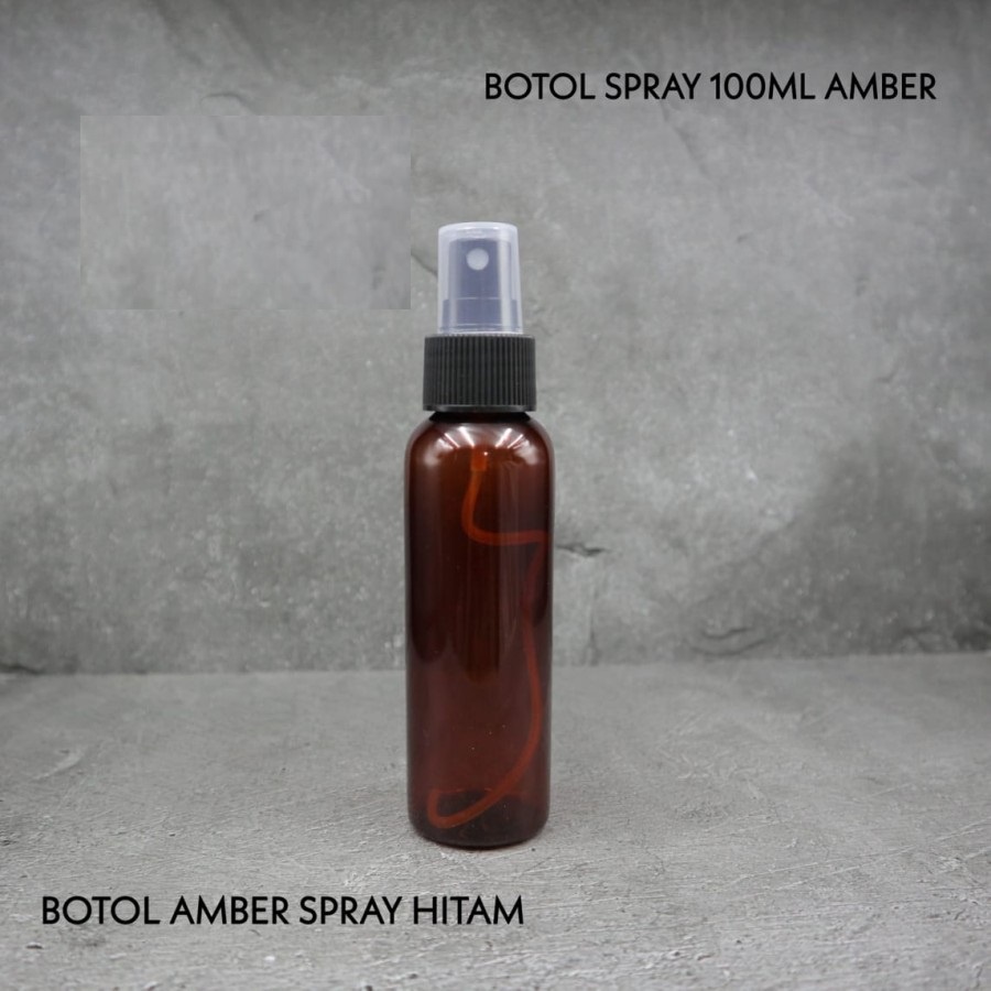BABEE - BOTOL AMBER 100ML SPRAY / BOTOL PLASTIK 100 ML COKLAT AMBER TUTUP SPRAY