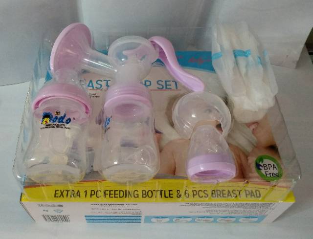 Breast Pump Set Dodo / Pompa ASI Set Dodo Extra 1 Feeding Bottle &amp; 6 Breast Pad