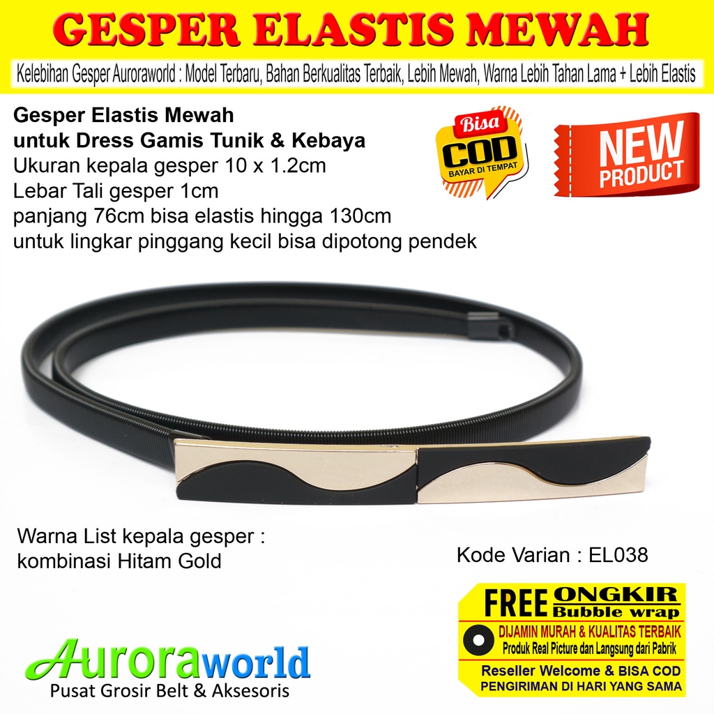 Auroraworld Gesper wanita Belt Ikat Pinggang Dres Elastis  Terbaru bisa COD