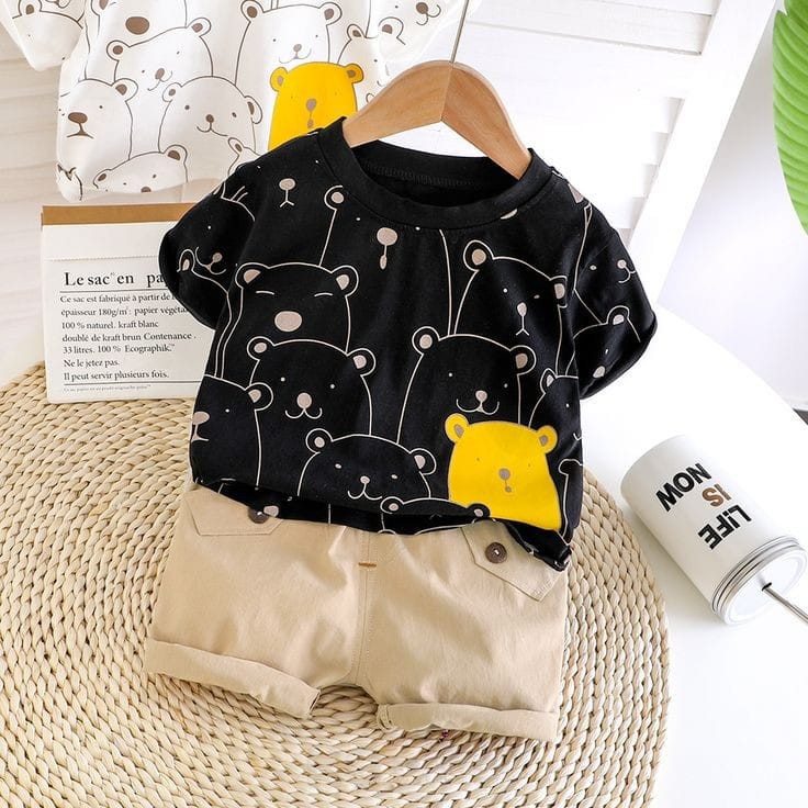 HappyOliver SET METRO POLAR BEAR EBV Setelan Kemeja Bayi Laki-laki Lengan Pendek