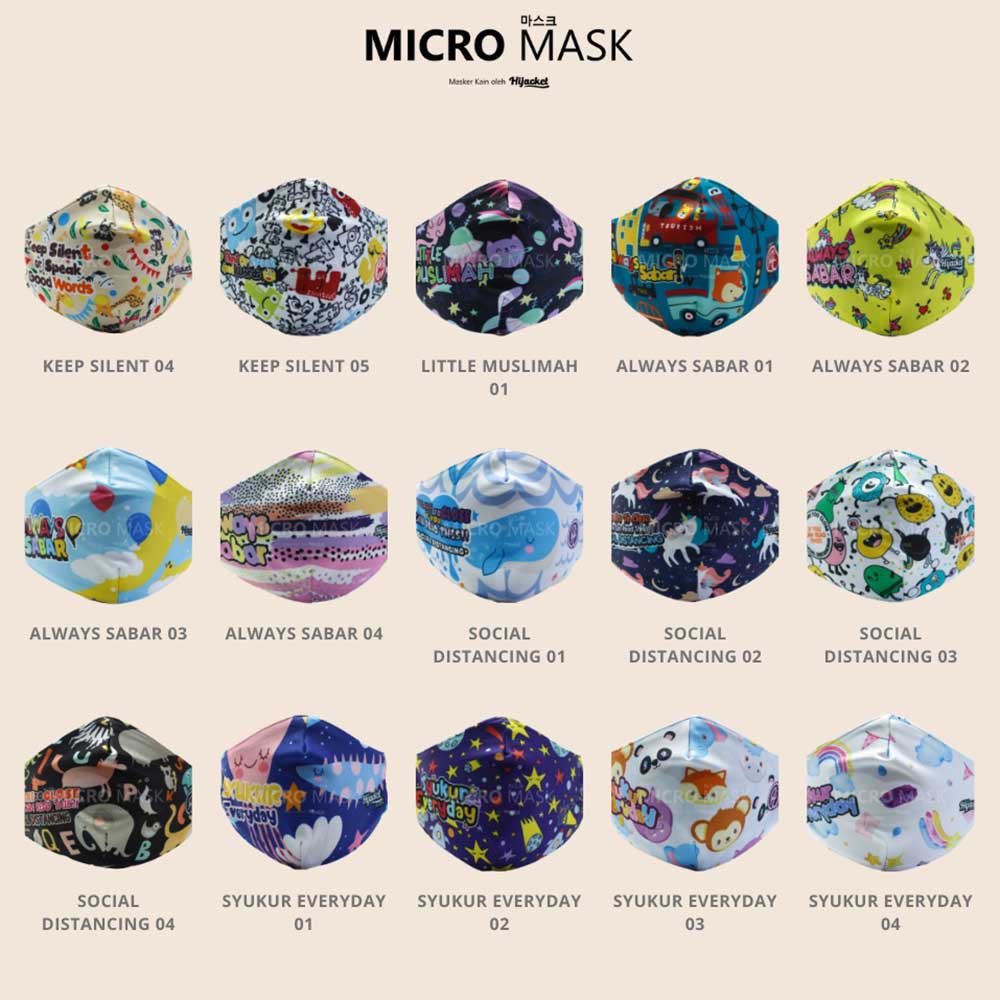 Hijacket Masker Kain Anak Perempuan Laki-Laki Headloop Tali Karet Elastis Hijaket Mask Motif 02-8
