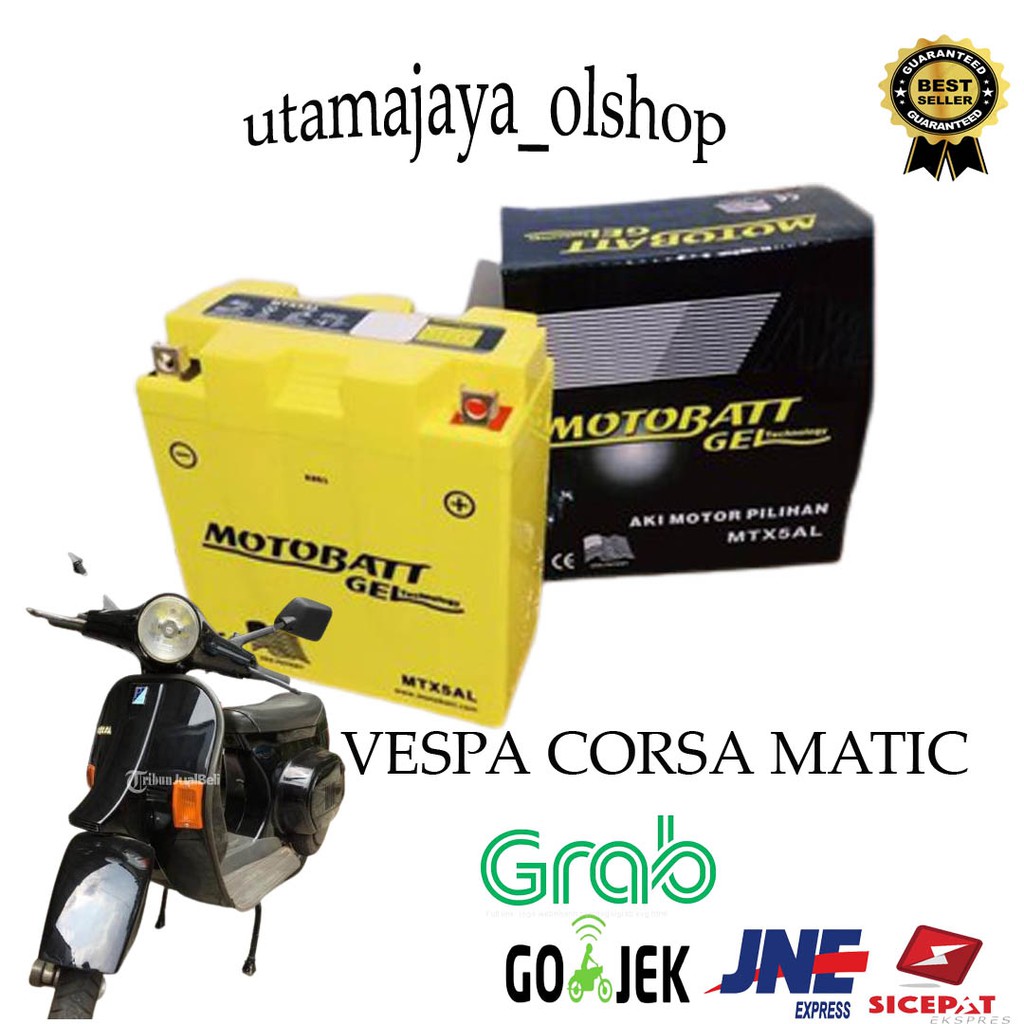 AKI MOTOR MOTOBATT MTX5AL VESPA CORSA MATIC ACCU KERING ORIGINAL