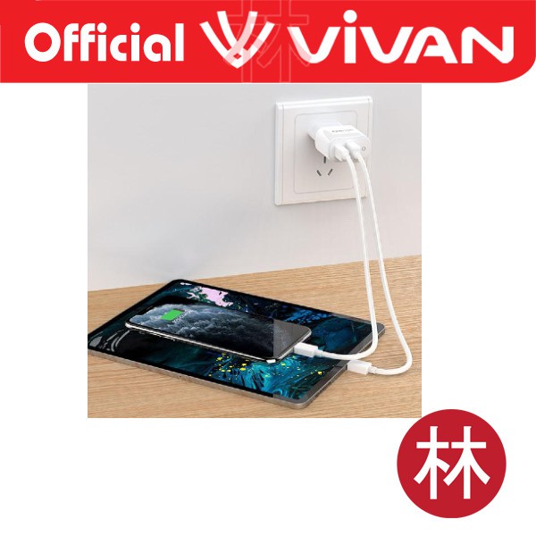 Vivan 3A Power Super 18W Dual Port Charger garansi 1tahun bonus kabel