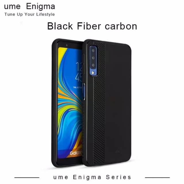 UME ENIGMA Series Samsung M20 6.3 inchi Soft Case Black Fiber Carbon Slim Design