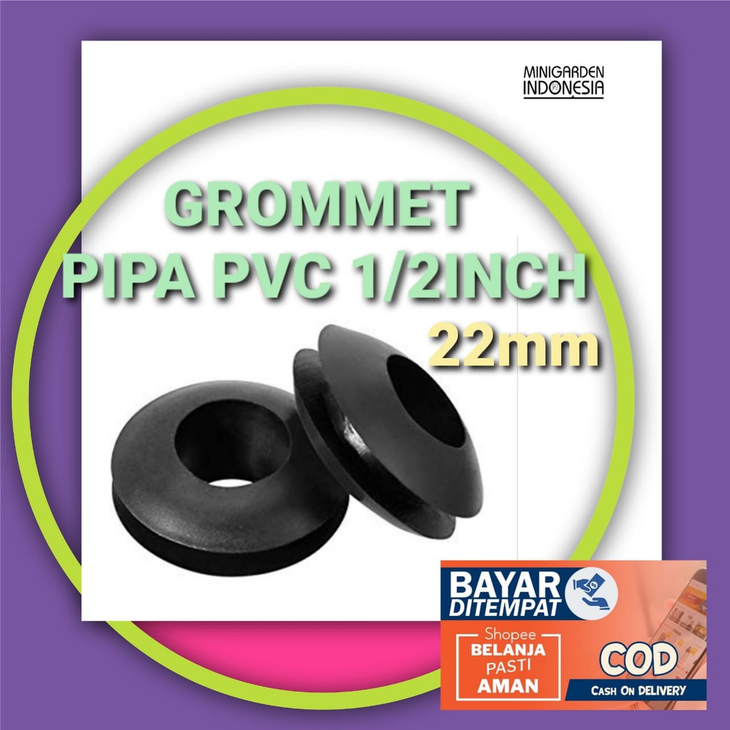 KARET GROMMET selang PE 7 mm pipa PVC 1/2 inch rubber seal dutch bucket hidroponik 5 mm anti bocor