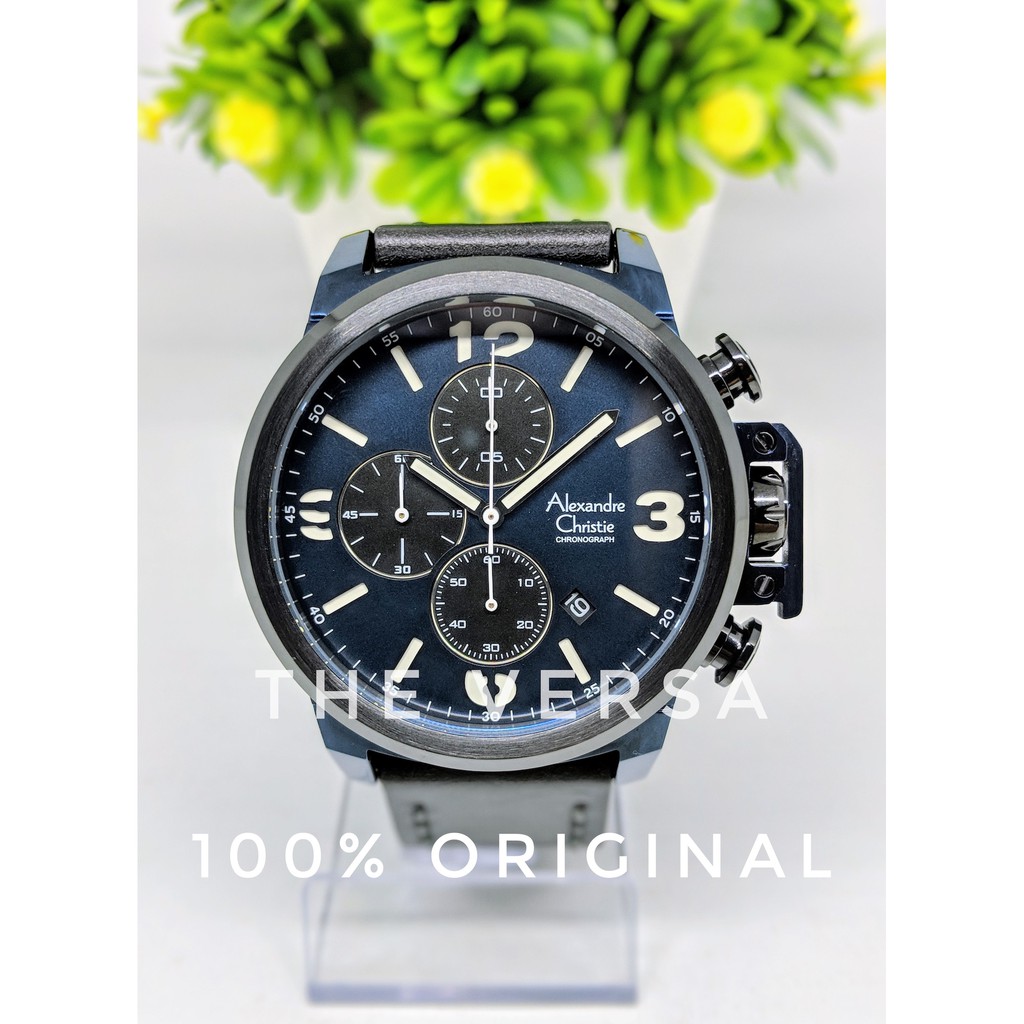 Alexandre Christie AC 6280 Jam Pria Kulit Black Blue