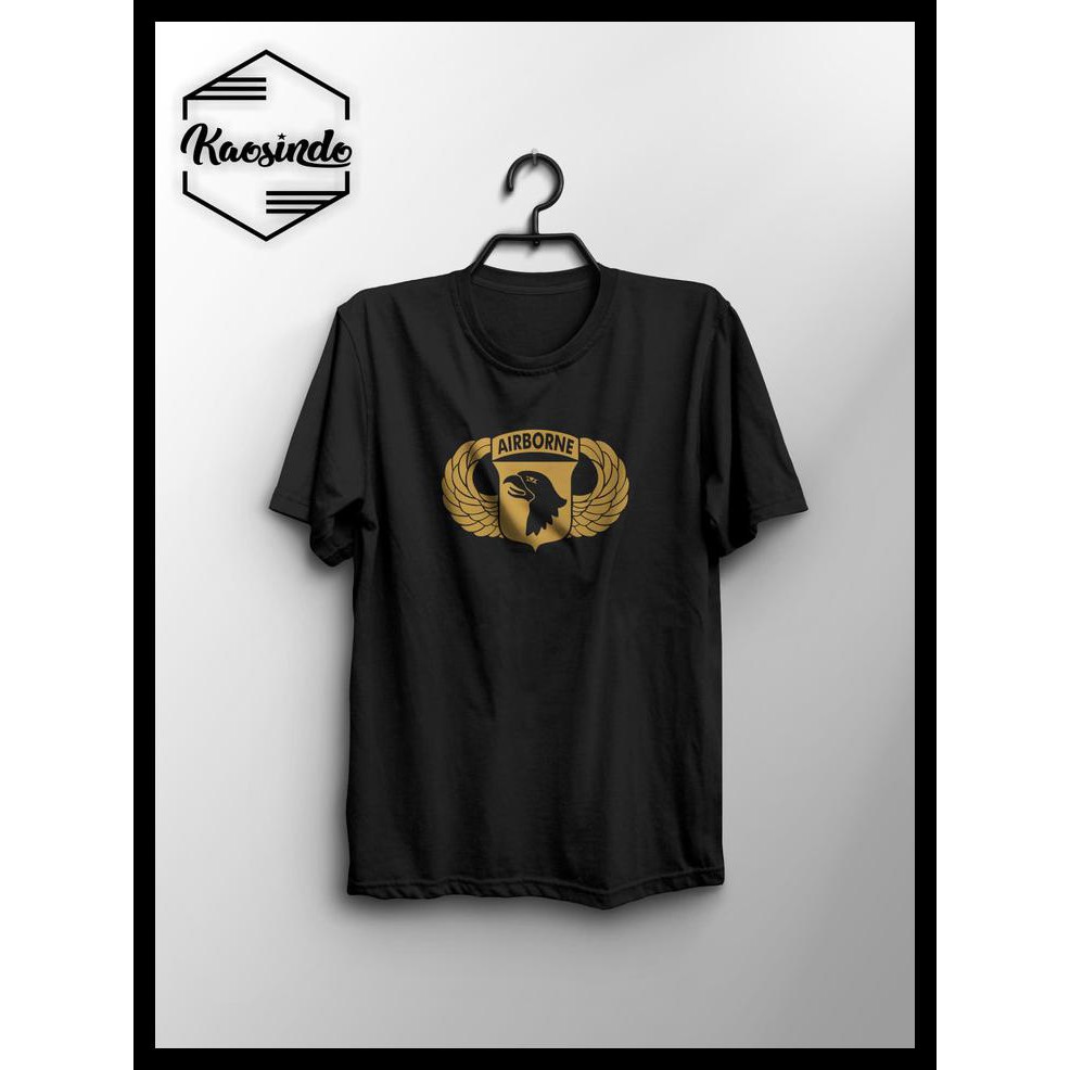 Baju Kaos Pria Distro Kaos Distro Air Borne - Hitam, S Murah Simple Custom