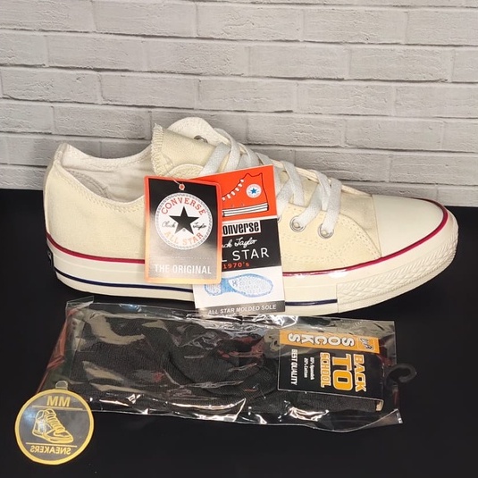 Sepatu Converse 70s Premium All Star Chuck Taylor CT Low Pendek Pria Wanita Warna Putih Hitam Murah-6