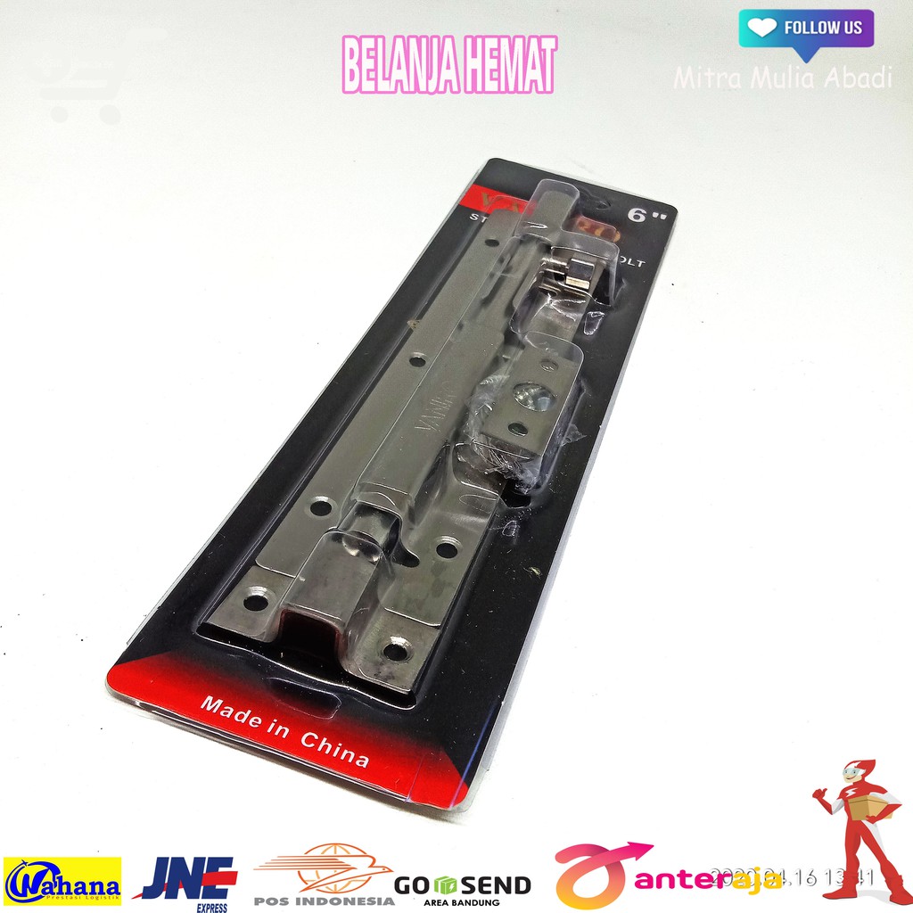 Grendel Slot Pintu Jendela 6 Inch l 15cm l Selot Stainless + Skrup