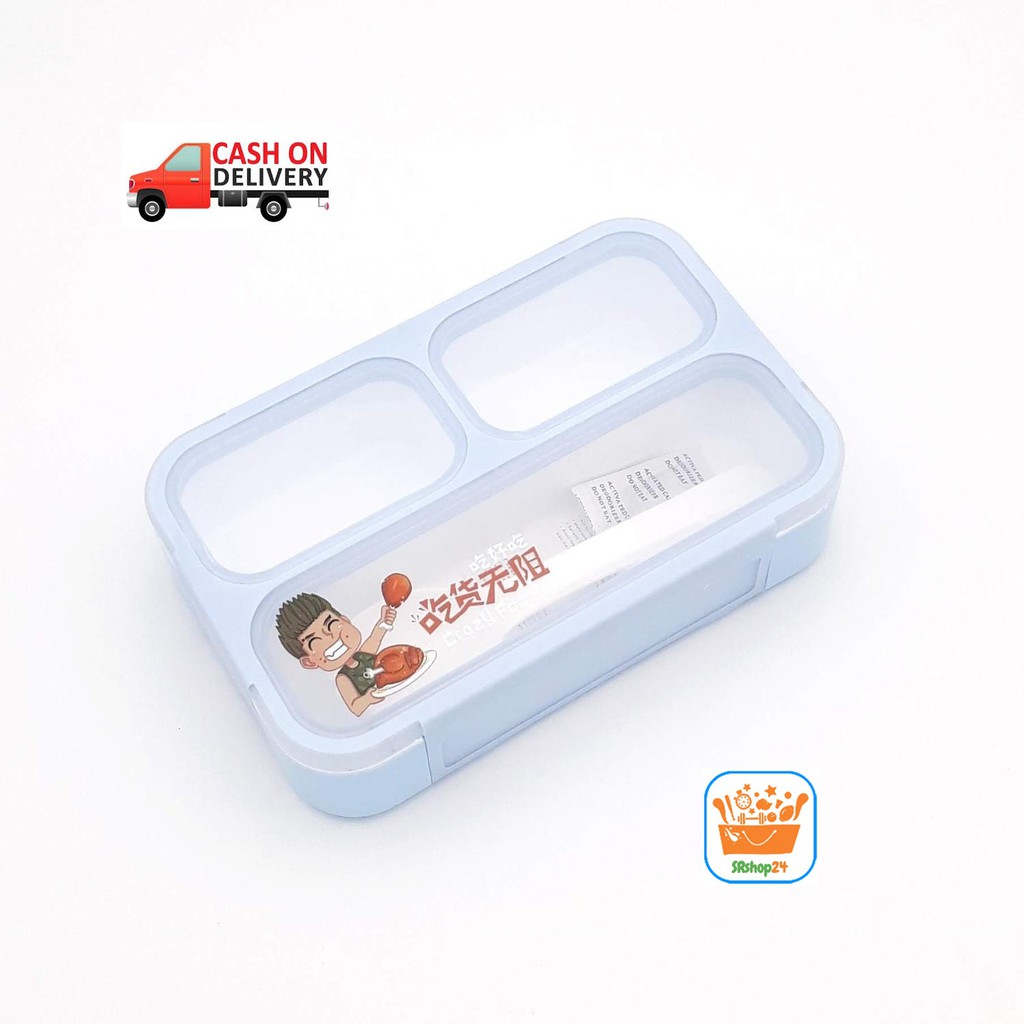 SRS (COD YES) YOOYEE KOTAK MAKAN / KOTAK BEKAL MINI SEKAT 3 / LUNCH BOX SEKAT 3 Mini - Baby BLUE