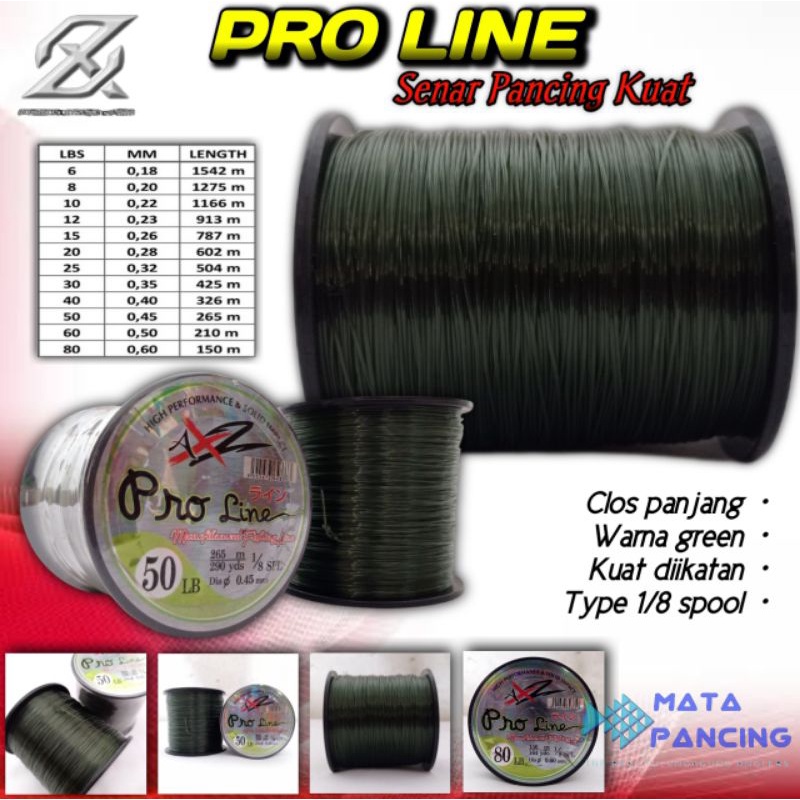 Senar AXZ proline 1/8 spool dark green murah klos panjang