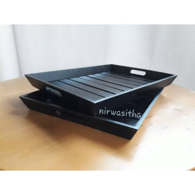 Terlaris Ready Stock Nampan /black Wooden Tray Saji Display / Hotel Resto Cafe /persiapan Lebaran 40x24cm OnKLeWLtw1gYa5