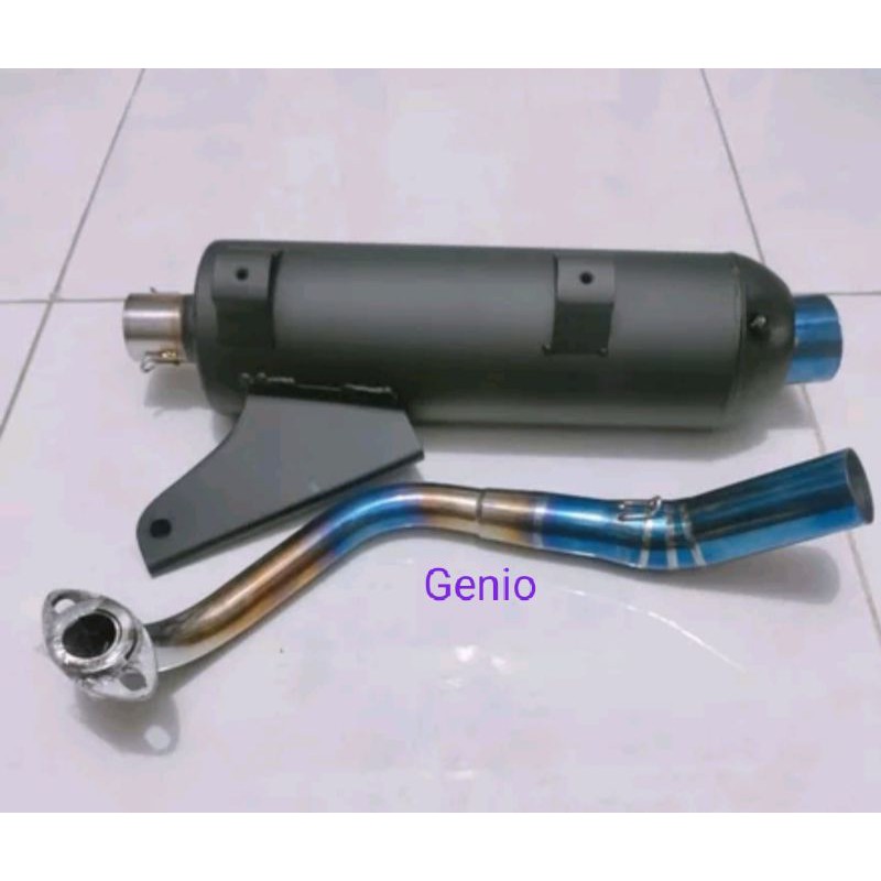 knalpot standar racing beat new 2020 dan Honda Genio leheran blue stenlis Bakaran adem tidak berisik