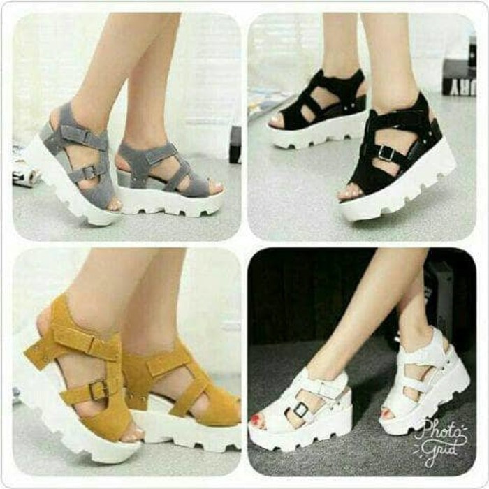 SMW SENDAL SANDAL  WEDGES STRPPY DOCKMART PUTIH CEWEK 