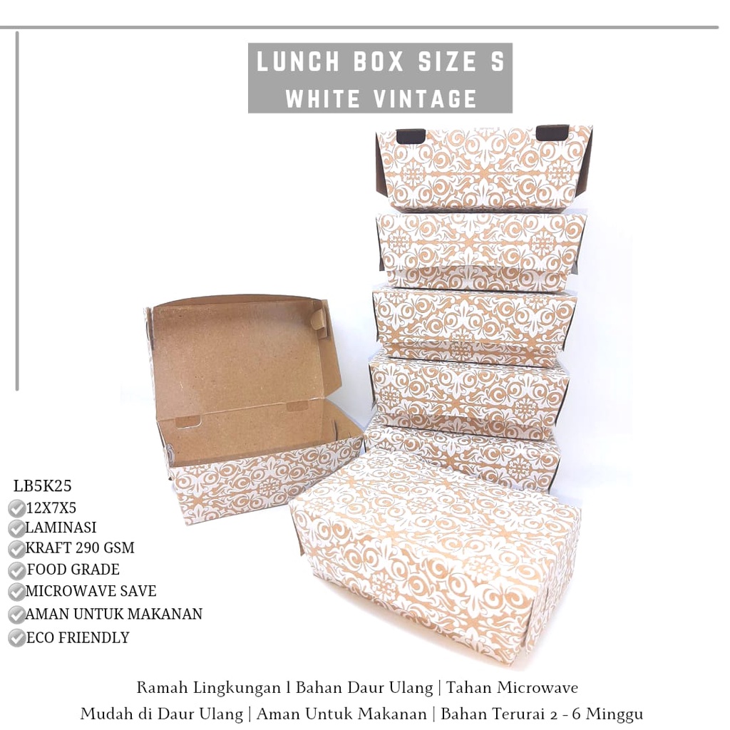 Paper Lunch Box Small Lunch Box Set (LB5K25-12X7X5 Cm)