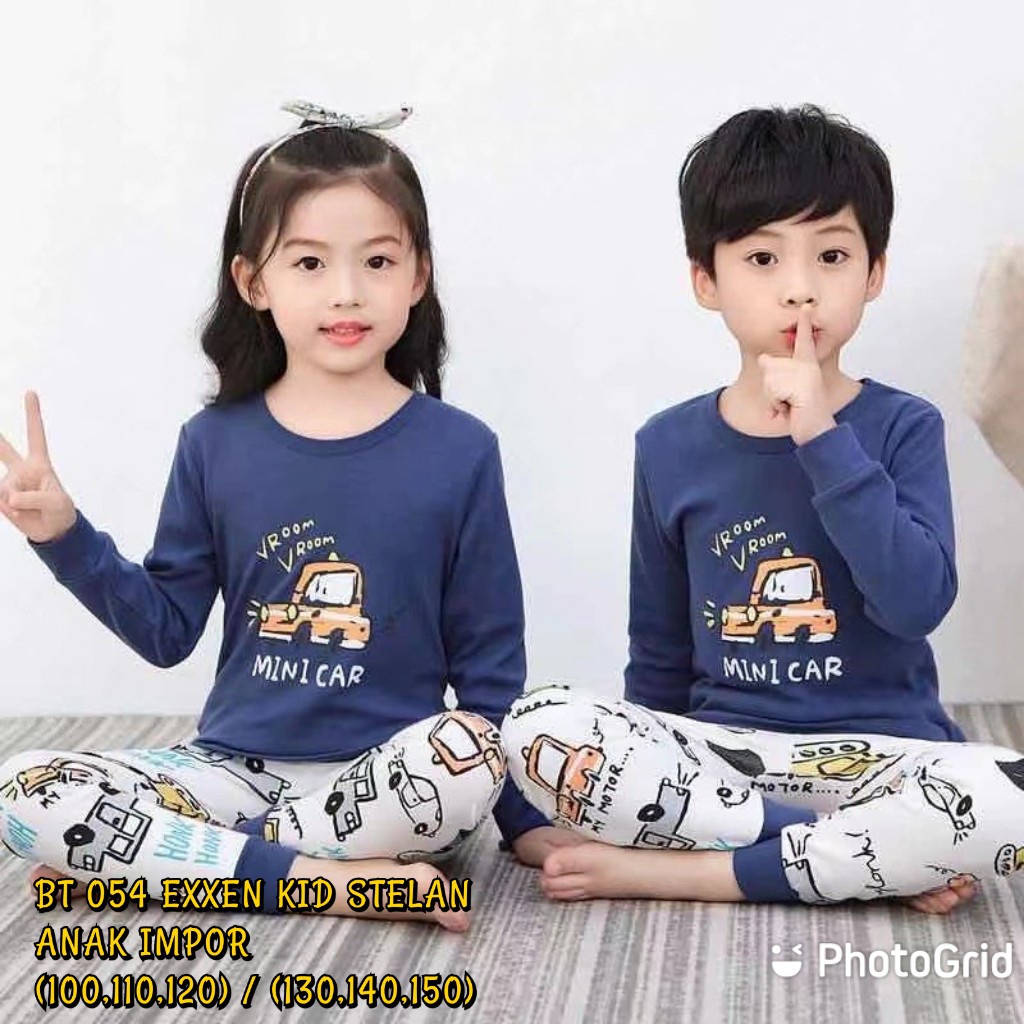 BEE - Setelan Kaos T-Shirt Katun Anak Unisex / Baju Tidur Anak Premium Exxen Import 047- 054