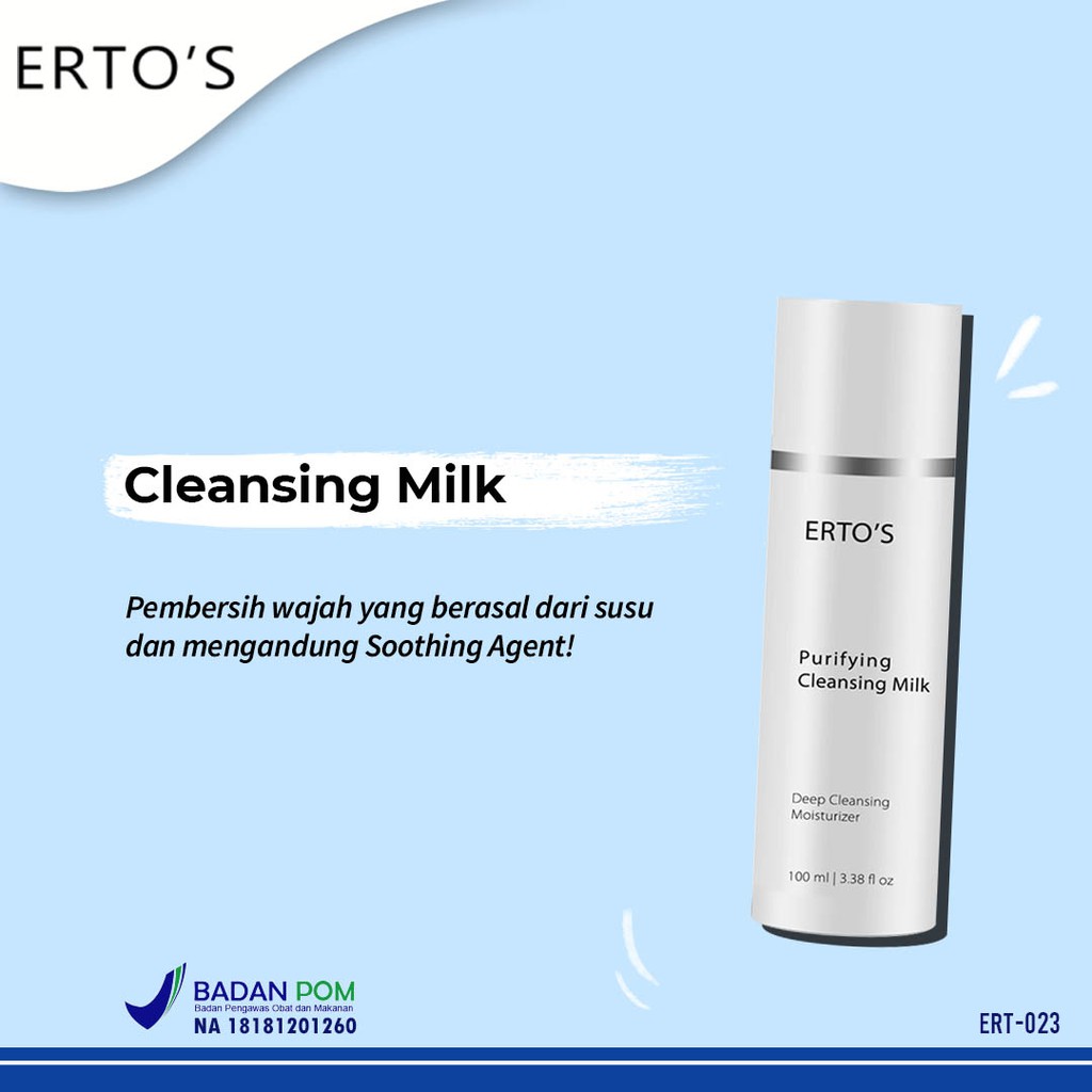 Ertos Purifying Cleansing Milk Susu Pembersih Wajah 100 Ml Original Bpom Indonesia