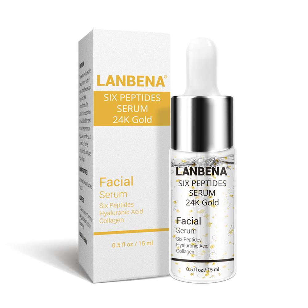 SHINE STAR - LANBENA Six Peptides Serum 24k Gold Original / Serum Wajah Emas Memutihkan Wajah dan Menjadikan Awet Muda