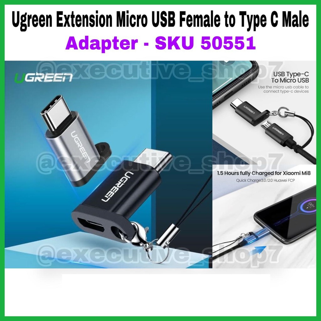 Ugreen Extension Micro USB Female to Type C Male SKU : 50551