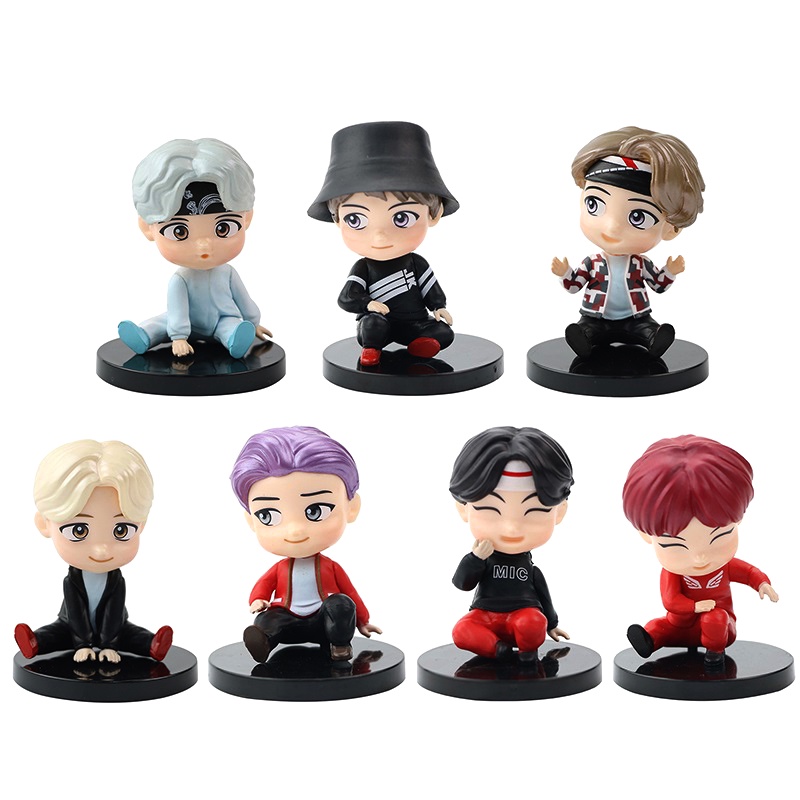 Action figure bts official mic drop  berdiri duduk icon kpop miniatur bangtan tinytan army mobil