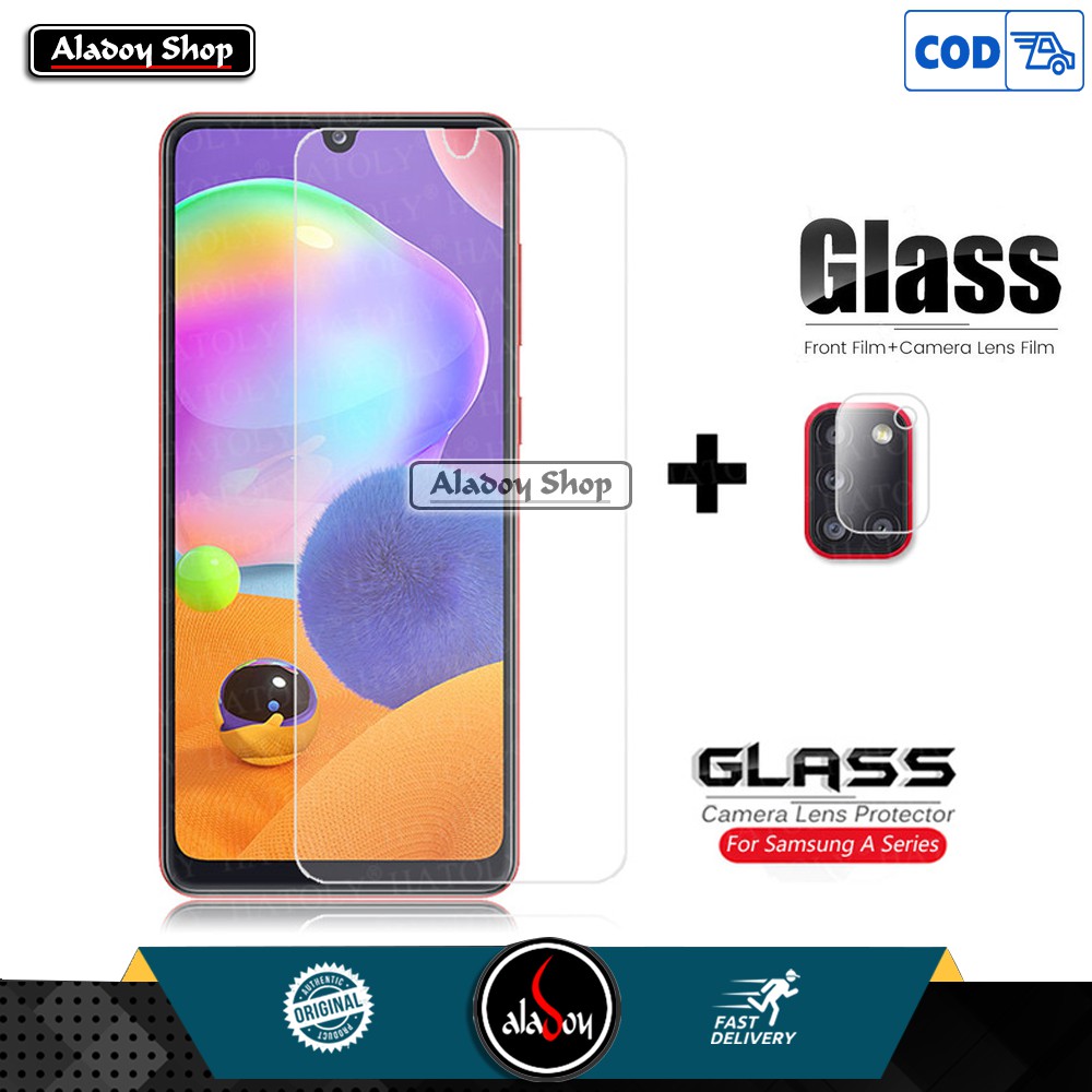 Tempered Glass Layar Clear + Antigores Tempered Glass Camera Back Lens Protector Samsung A31