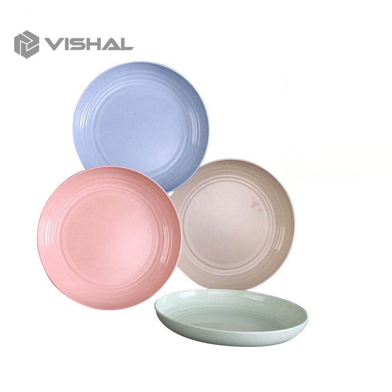 VISHAL Piring Makan Wheat Straw Dinner Plate Set 4pcs Set Piring Makan Wheat Straw Dinner Plate VS19