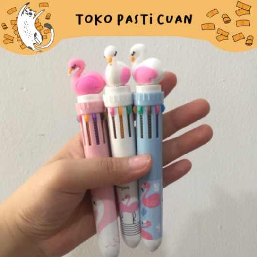 

pulpen pen gel 10 warna flaminggo pena lucu tinta hitam bisa COD pen imut keren pulpen unik atk kebutuhan anak sekolah termurah import