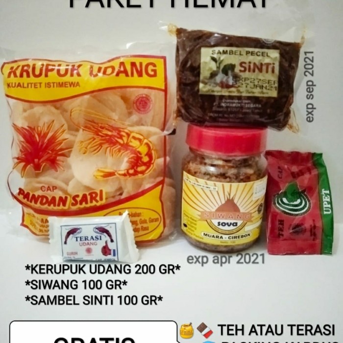 

MURAH PAKET HEMAT Kerupuk udang siwang terasi bawang sambel pecel sinti enak