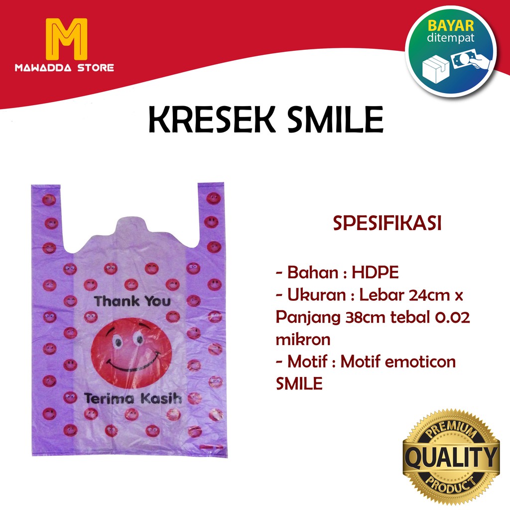 

Plastik Kemasan Kresek SMILE ukuran 24cmx38cm packing online shop