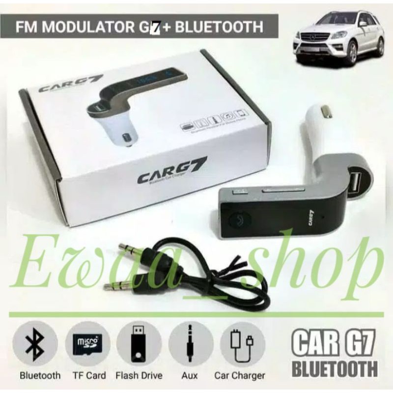 CAR G7 MODULATOR FM TRANSMITTER CHARGER BLUETOOTH MOBIL AUX MP3 USB LCD