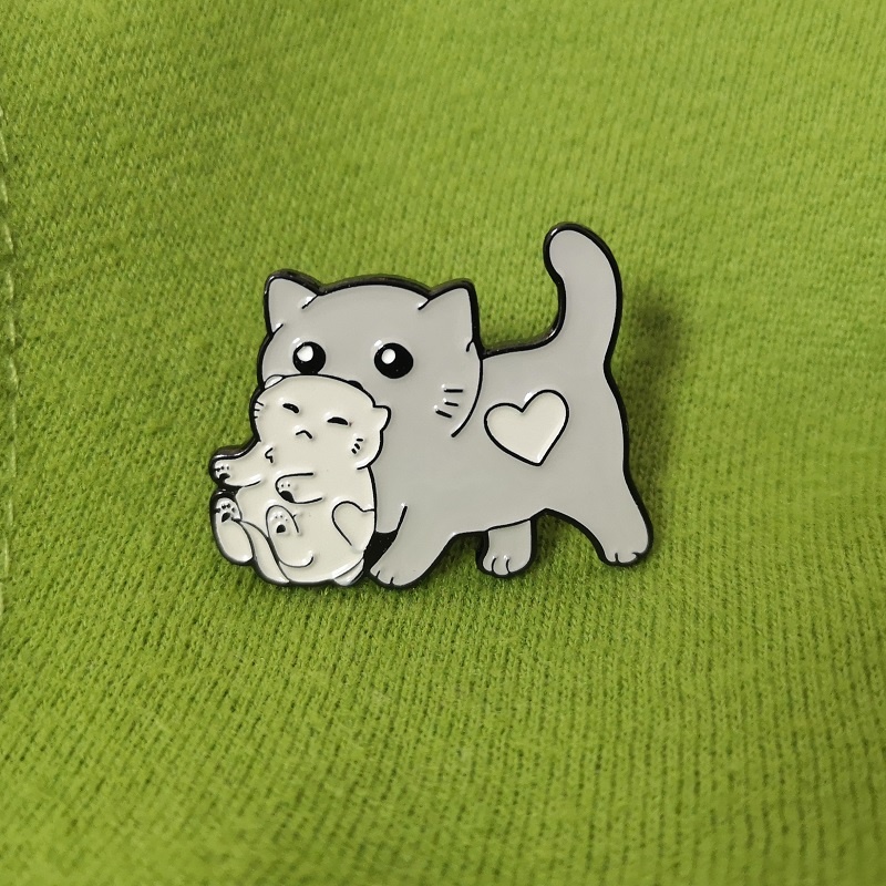 Bros Pin Enamel Desain Kartun Hewan Kucing Ibu Dan Bayi Untuk Hadiah