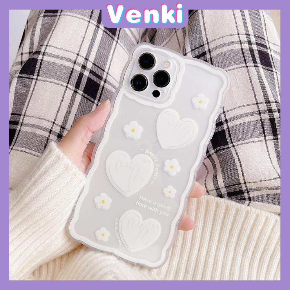 iPhone Case Silicone Soft Case Clear Case Wave Non-Slip Shockproof Camera Full Coverage Protection White Heart Flower For iPhone 13 Pro Max iPhone 12 Pro Max iPhone 11 iPhone 7Plus