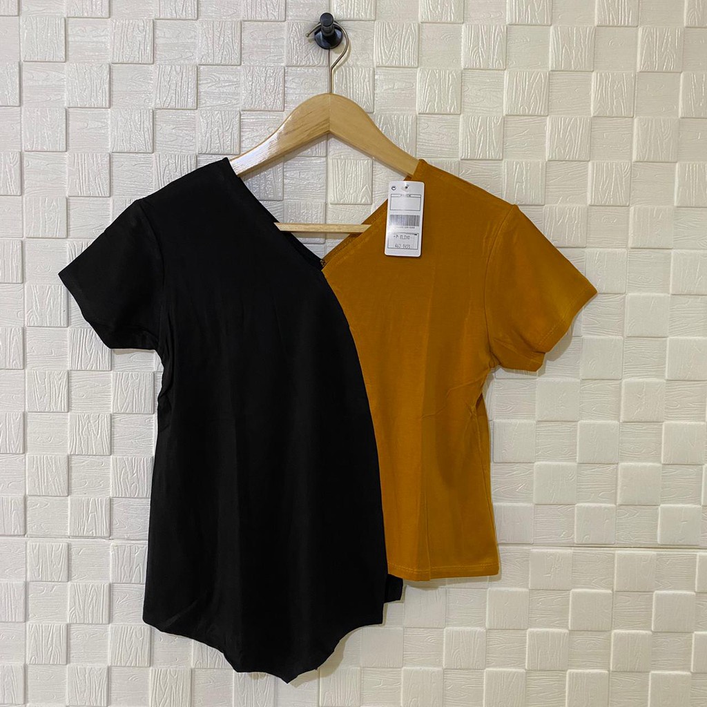 atasan pendek kombinasi warna panjang sebelah wanita kaos wanita atasan kaos murah atasan murah-4