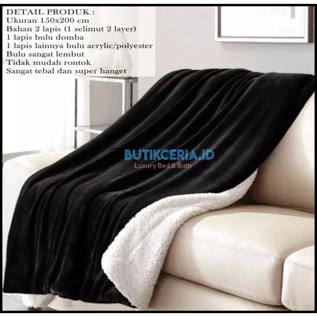 Selimut Bulu Halus Tebal 2 Lapis Bulu Domba Lembut Ultimate 150X200Cm