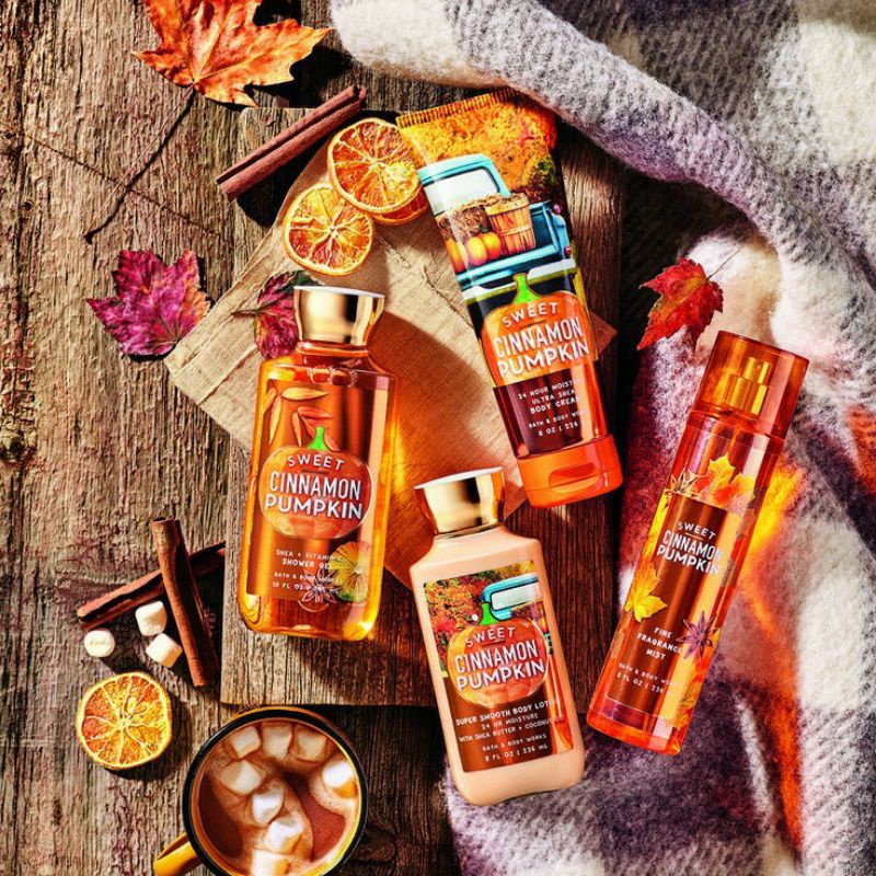 BATH AND BODY WORKS BBW SWEET CINNAMON PUMPKIN SERIES MIST LOTION SHOWER GEL BODY CREAM HAND CREAM SHOWER GEL BODY CREAM LOTION MIST WASH WALLFLOWER ROOMSPRAY SCENTPORTABLE GENTLE GEL DEEP CLEANSING GENTLE FOAMING CREAMY LUXE