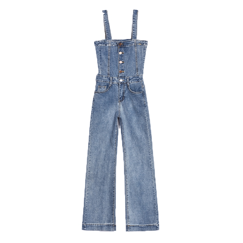 denim tube top jumpsuit