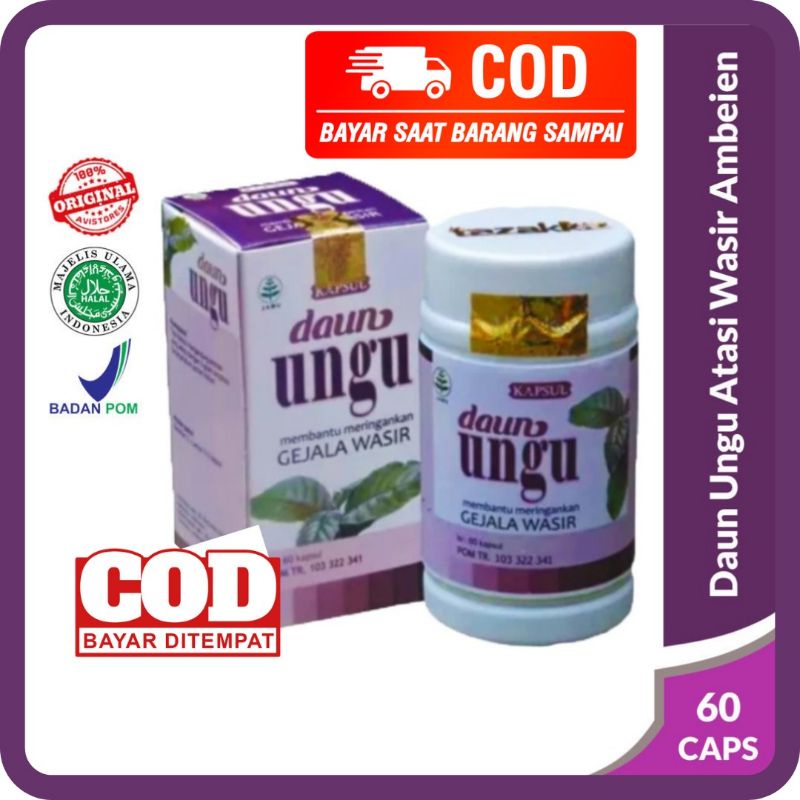 Kapsul DAUN UNGU Tazakka Obat Wasir Obat Ambeien BAB Berdarah Benjolan Di Dubur Kapsul Daun Ungu 60
