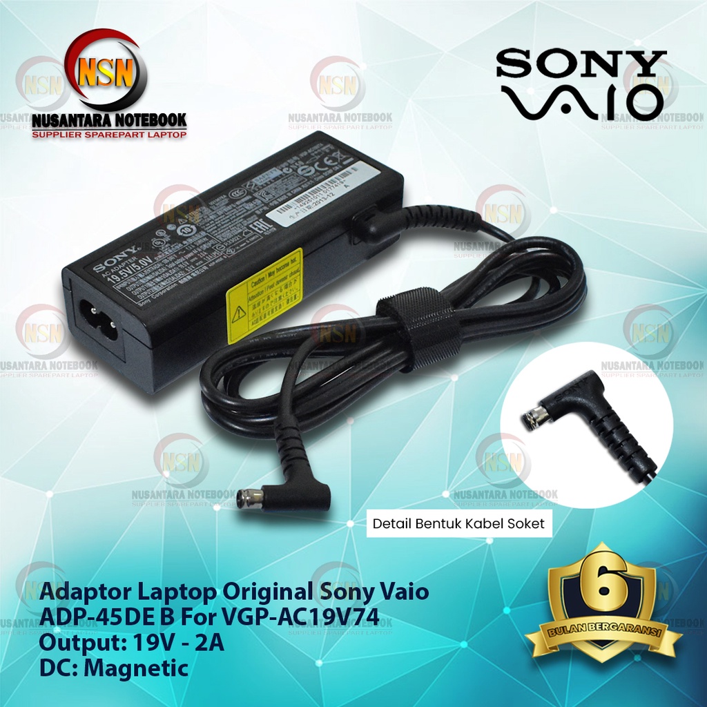 Adaptor Charger Original Sony Vaio VGP-AC19V74 19.5V-2A 5-1A Magnetic