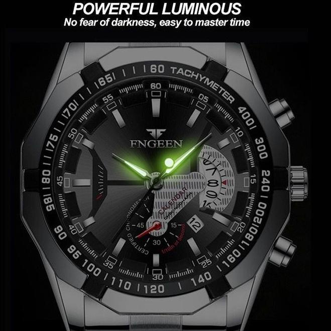Jangan Ketinggalan order..  FNGEEN S001 Jam Tangan Pria Luxury Stainless Steel Quartz Tahan Air