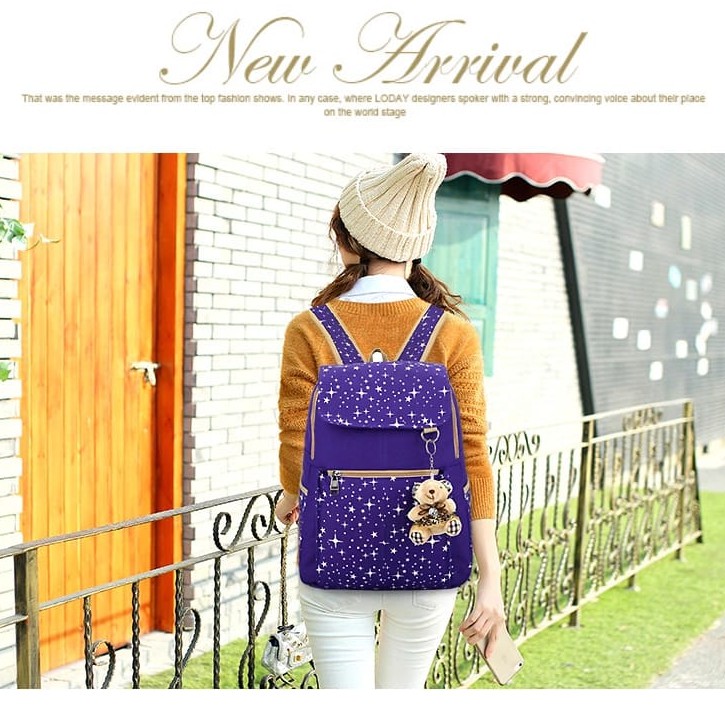 TAS RANSEL SET 3 IN 1 / BACKPACK SEKOLAH / TAS BERANAK MOTIF BINTANG TUTUP TAS ANAK TERMURAH