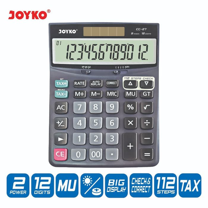 

joykl518 Calculator Kalkulator Joyko CC27 12 Digits Check Correct